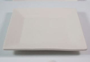 Plato cuadrado de cerámica de 30x30 cm, hecho a mano, con bordes biselados 