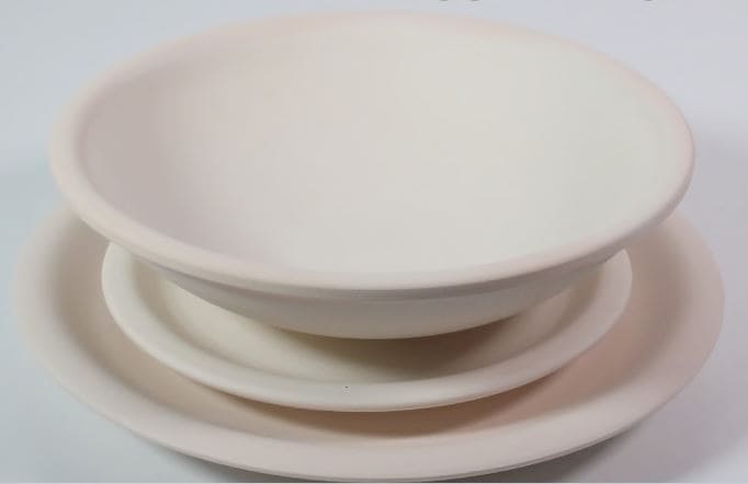 Plato de cerámica de 19-26 cm estilo clásico, hecho a mano, en tono marfil