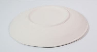 Plato artesanal de cerámica con forma orgánica, ideal para presentaciones creativas.
